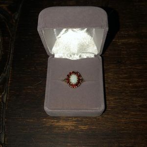 Vintage Opal and Ruby Gold Ring